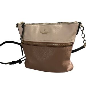 Kate spade new like beige and tan crossbody with gold accents so cute guys